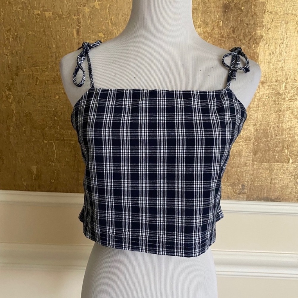 John galt brandy Melville navy plaid top